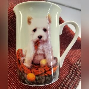 Mug with  gorgeous  Puppy  by Artist Jim Lamb  "Hole in one" (C18)
